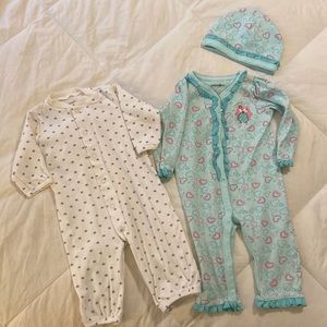 Carter’s Bundle Footless Sleepers Lot Baby Girl 9M